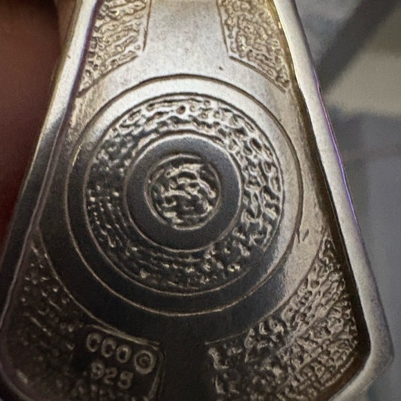 VTG RARE Sterling Silver 925 CCO Native American Turquoise Inlay Pendant 1.75 - Picture 12 of 13